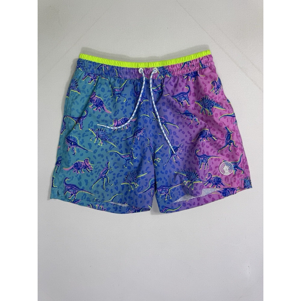 Chubbies Swim Trunks Shorts Men's Small 5" Inseam Mesh Lined Dinosaur AOP